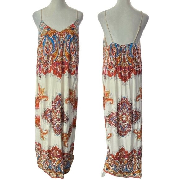 FLYING TOMATOES Maxi Dress Thin Straps V Neck Multicolor M 56-1 - Picture 1 of 15